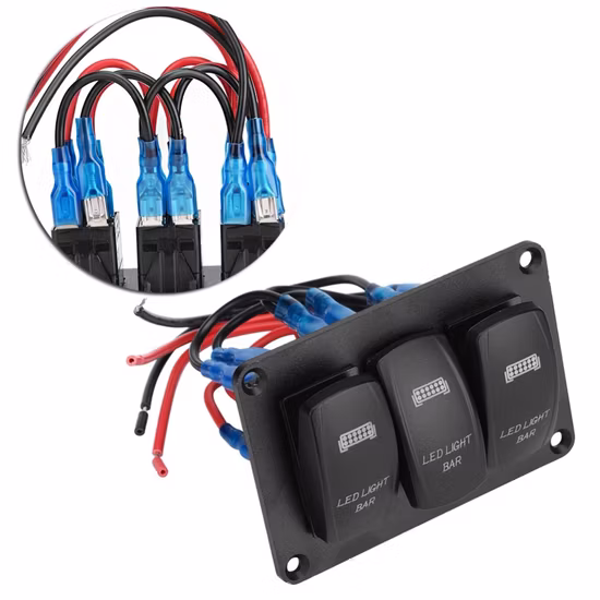 3 Gang Dual Lichtschalter Panel LED Rücklichtleiste Rot Blau Grün für Auto RV Marine Yacht